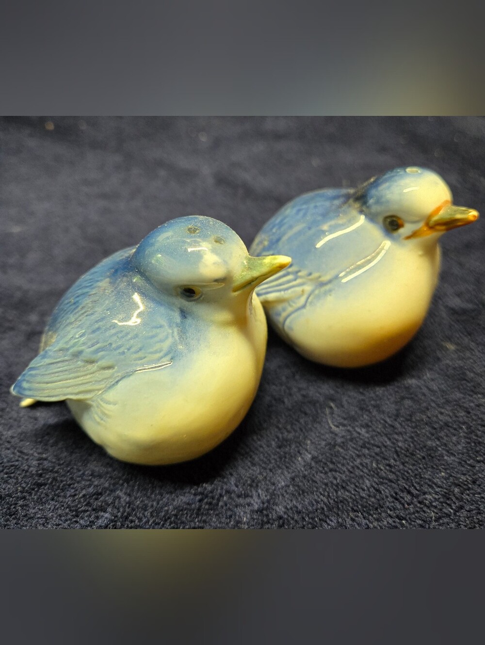 Vintage Salt & Peper Shaker Blue Ceramic Bird